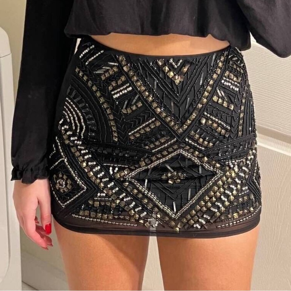 Forever 21 Embellished Mini Skirt - Black - S